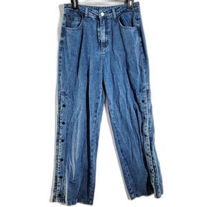 Dazy Blue Cotton Blend Wide leg High Rise Bootcut Denim Jeans Women Large